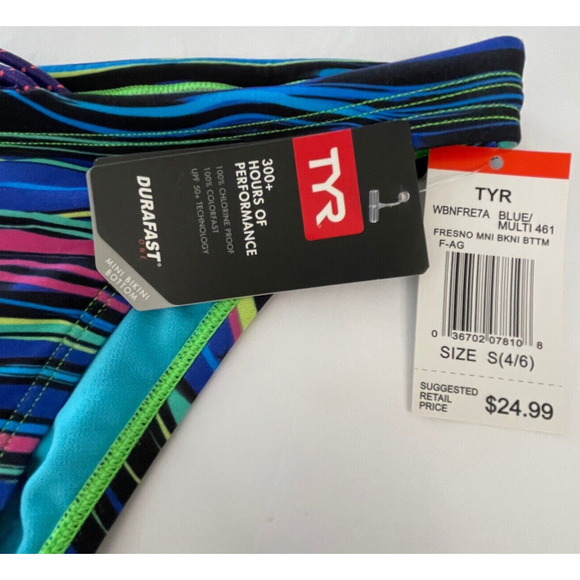 TYR DuraFast One Fresno Mini Bikini Bottoms Women Blue Multi Sz Small 4/6 - Picture 5 of 8